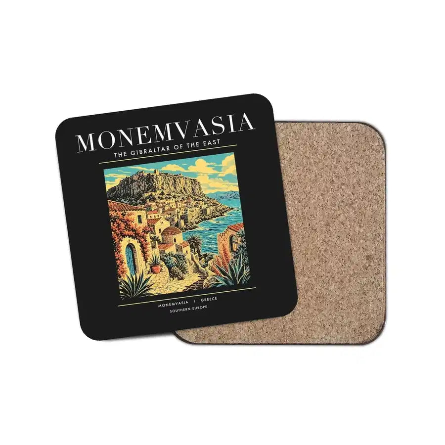 MONEMVASIA - Poster - Coaster - Black