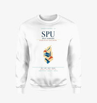 Thumbnail for Split Airport (SPU) design on white sweatshirt