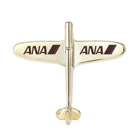 Thumbnail for Side view of All Nippon Airways Airplane Shape aviation airplane-shape brooch in polished alloy, polished finish.