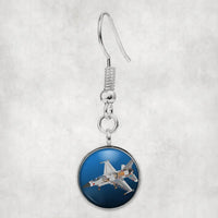 Thumbnail for Side view of Graphical Fighter Jet 16 aviation earrings in hypoallergenic alloy, polished finish.