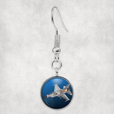 Side view of Graphical Fighter Jet 16 aviation earrings in hypoallergenic alloy, polished finish.