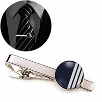Thumbnail for Special Silver Pilot Epaulettes 3 Lines aviation tie clip, stainless steel body with engraved detail.