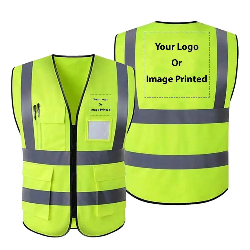 Double Side Your Custom Logos aviation design printed on high-visibility reflective fabric reflective vest.