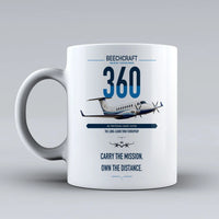 Thumbnail for Beechcraft King Air 360 design on white ceramic mug, double-side print