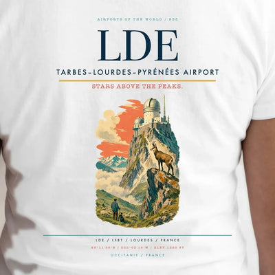 Tarbes–Lourdes–Pyrénées Airport (LDE) double-side t-shirt design close-up cover