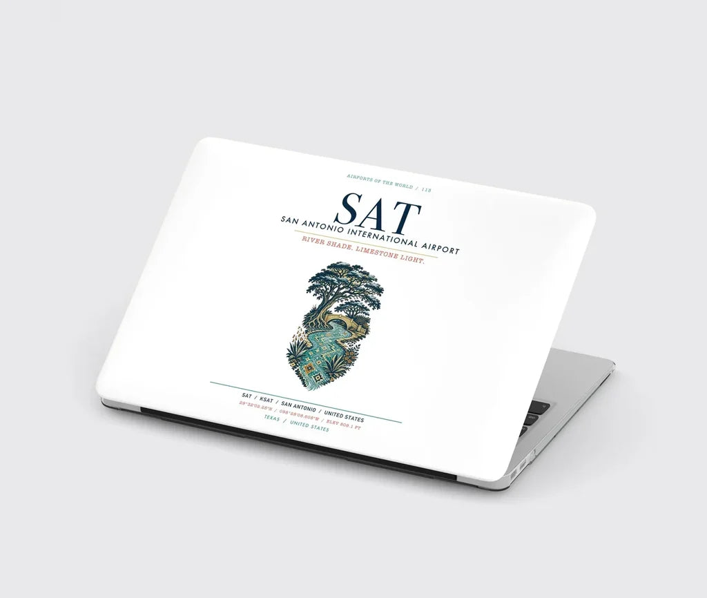 San Antonio International Airport (SAT) design on white MacBook case