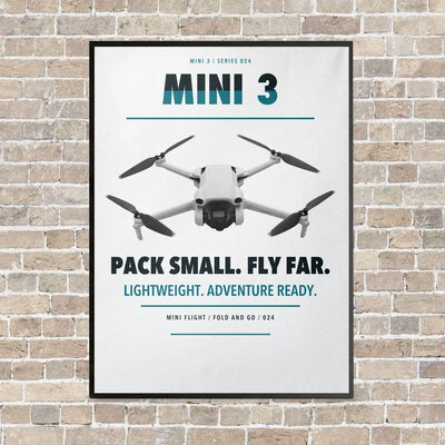 DJI Mini 3 vertical canvas print - framed - white background