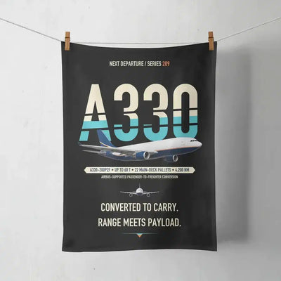 Airbus A330-200P2F design on black towel