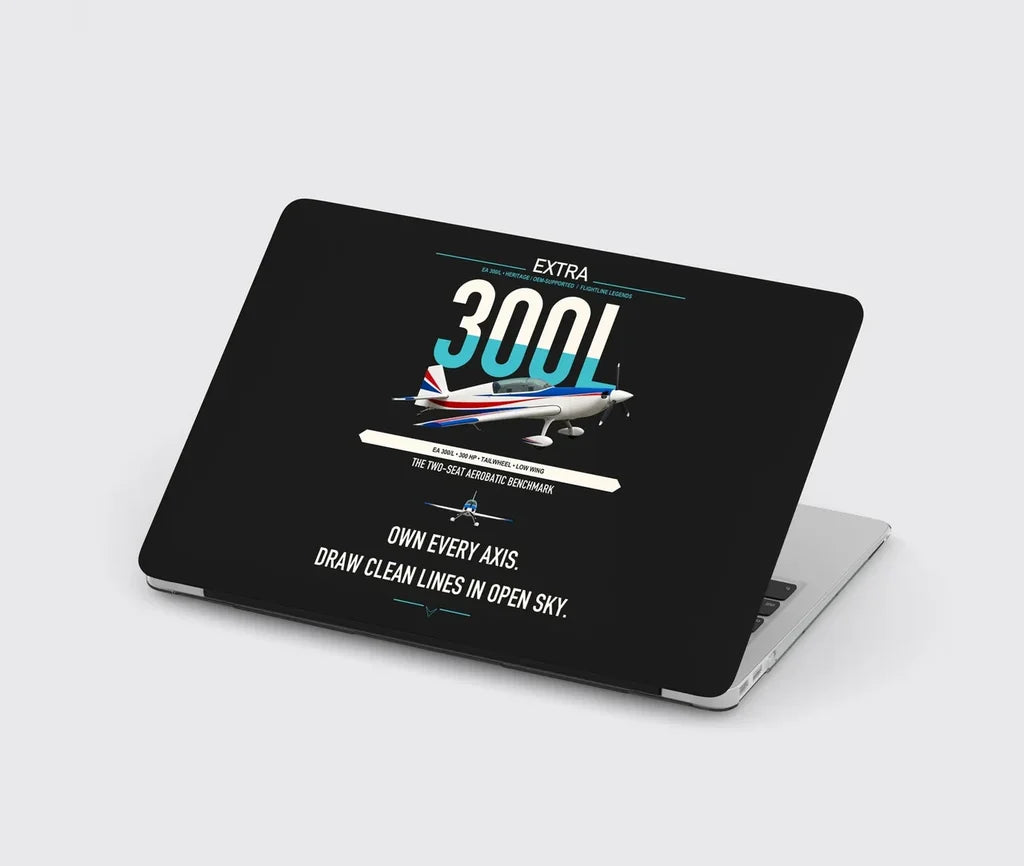Extra 300L design on black MacBook case