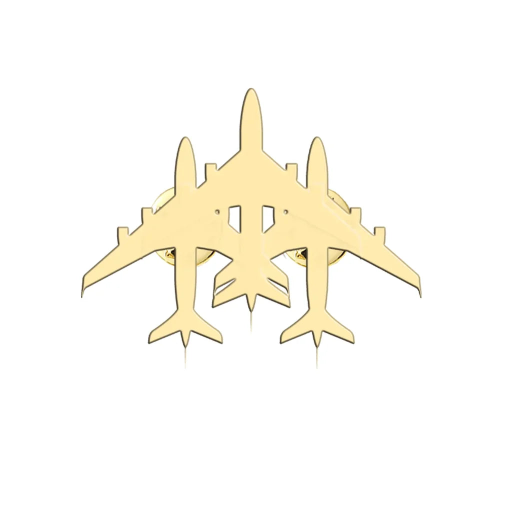 Colourful 3 Airplanes aviation hollow pin in polished alloy.