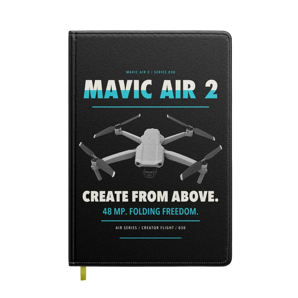 DJI Mavic Air 2 design on black notebook