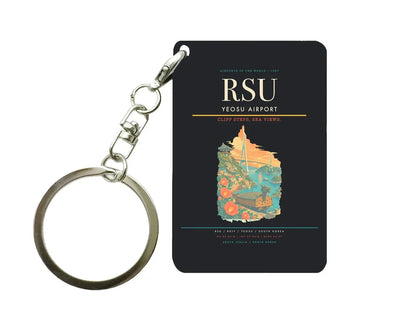 Yeosu Airport (RSU) design on black key chain