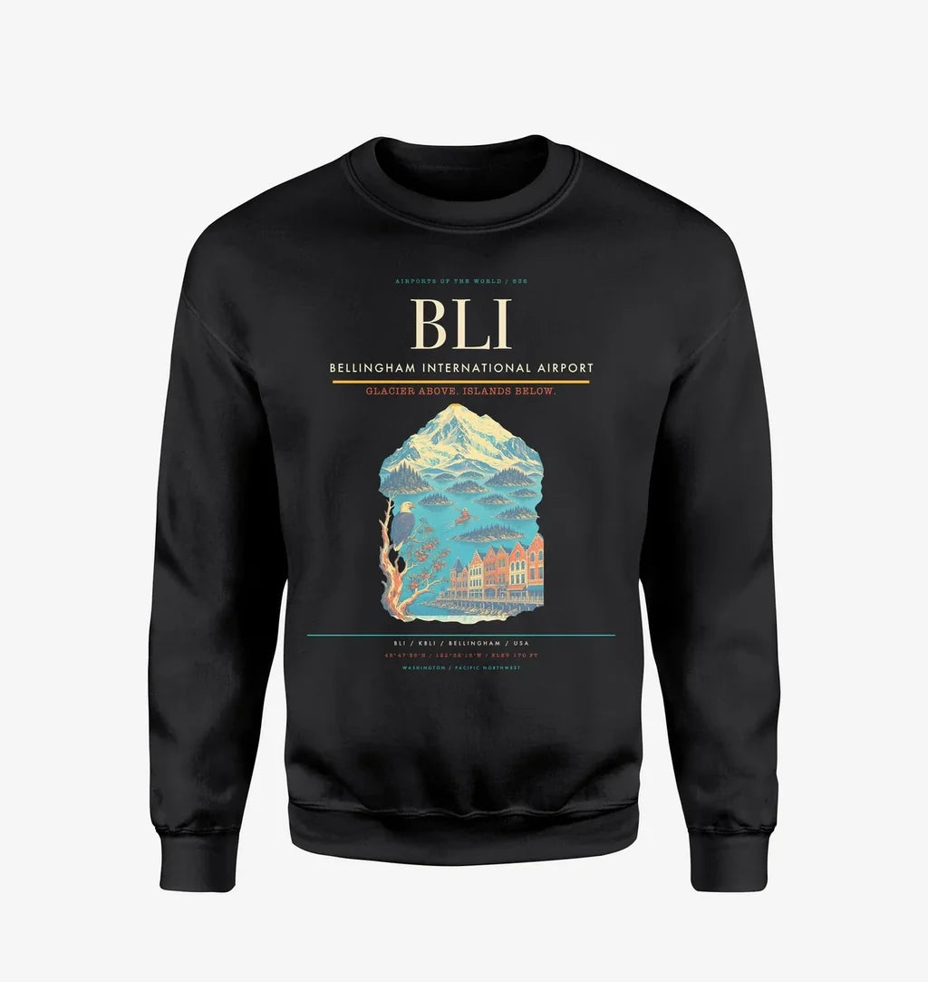 Bellingham International Airport BLI Sweatshirt - Black
