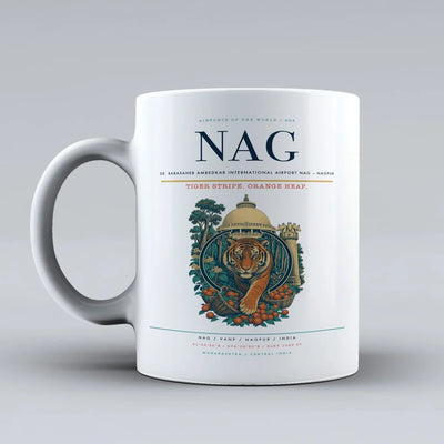 Babasaheb Ambedkar International Airport NAG — Nagpur Mug design on white dr.
