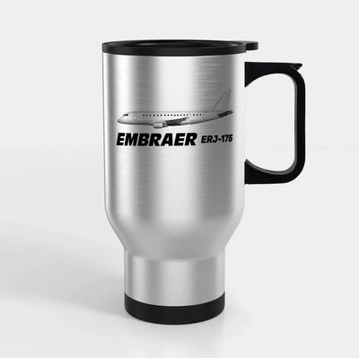 The Embraer ERJ-175 Travel Mugs (With Holder) aviation design on travel mug with holder, insulated double-wall with car-cup b.