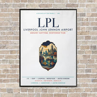 Thumbnail for Liverpool John Lennon Airport LPL vertical canvas print - framed - white background