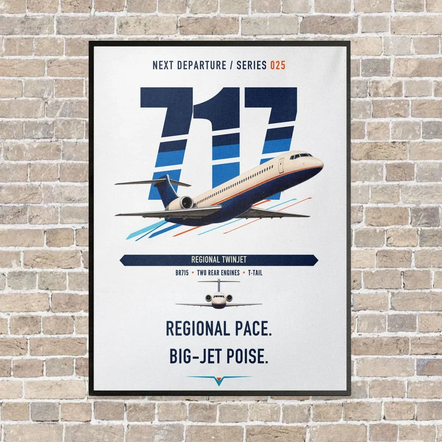 Boeing 717-200 vertical canvas print - framed - white background
