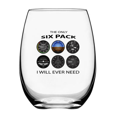 The Only Six Pack I Will Ever Need Water & Drink aviation design on water glass, crystal-clear premium glassware.