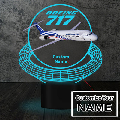 Boeing 717 aviation design on premium acrylic with LED 3D night lamp.