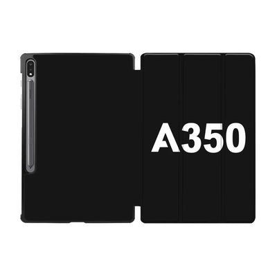 Airbus A350 Flat Text aviation print tablet case, fits Samsung tablet.