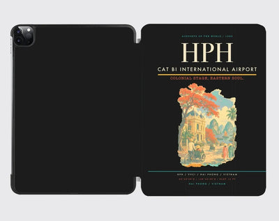 Cat Bi International Airport (HPH) design on black ipad tablet case