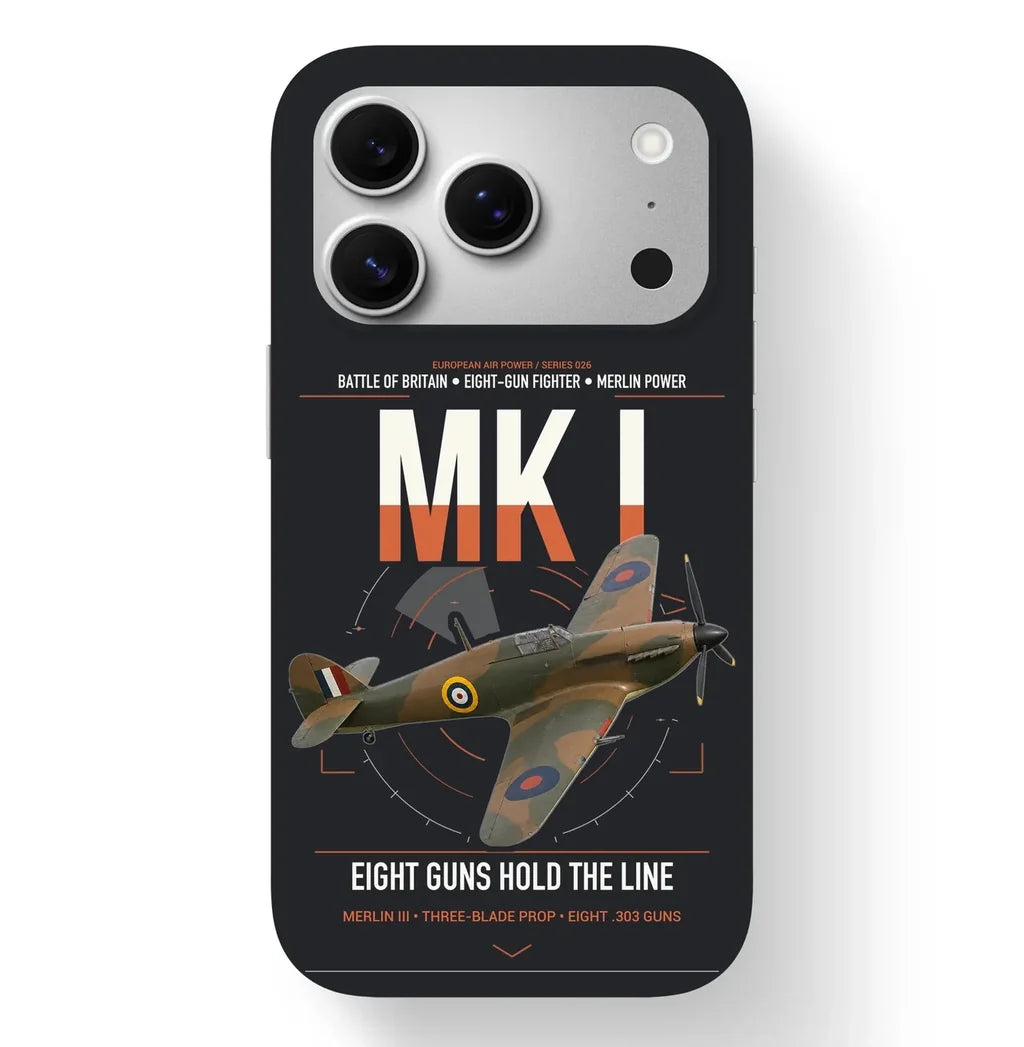 Hawker Hurricane Mk I design on black magsafe iphone case, for iPhone 17 Pro