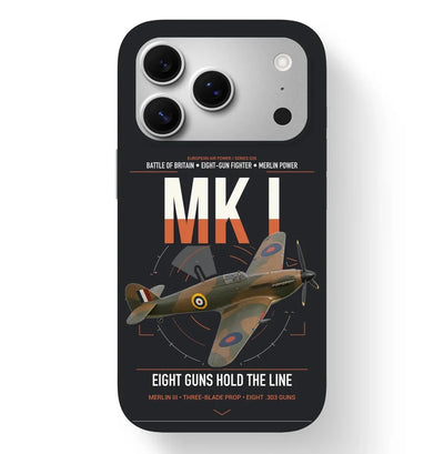 Hawker Hurricane Mk I design on black magsafe iphone case, for iPhone 17 Pro