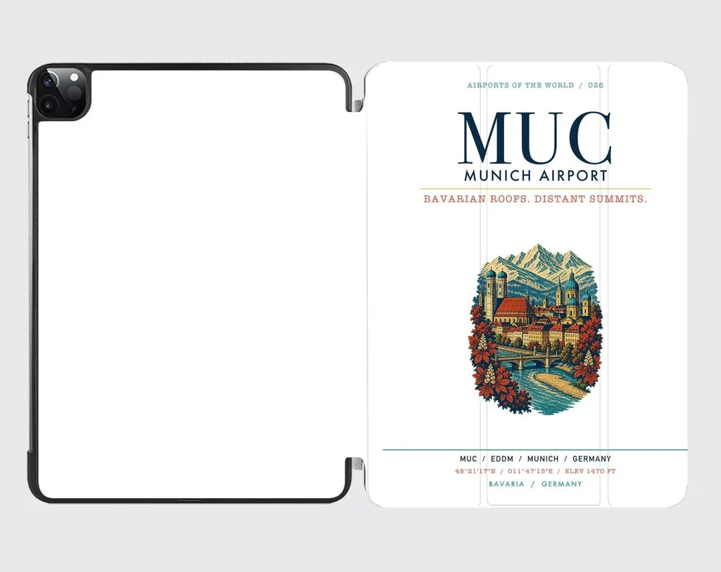 Munich Airport (MUC) design on white ipad tablet case