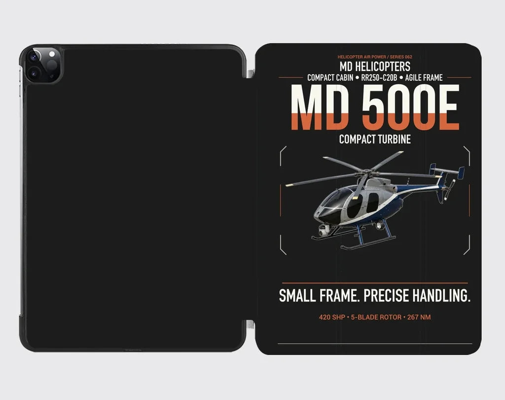 MD Helicopters MD 500E design on black ipad tablet case