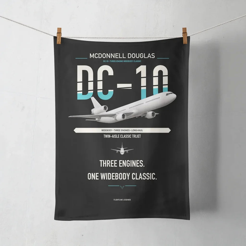 McDonnell Douglas DC-10 design on black towel