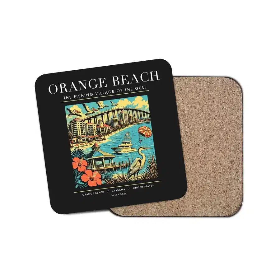 ORANGE BEACH - Poster - Coaster - Black