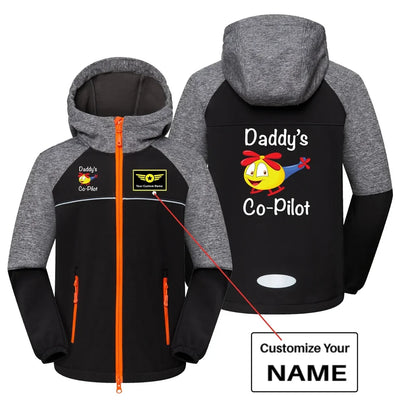 Daddy's CoPilot (Helicopter) aviation design printed on warm polar fleece kids' polar jacket.