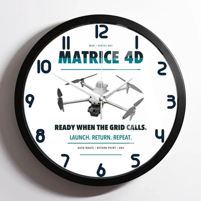 DJI Matrice 4D design on white framed wall clock
