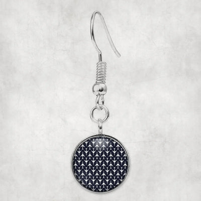 Perfectly Sized Seamless Airplanes Dark Blue aviation earrings, hypoallergenic alloy body with engraved detail.