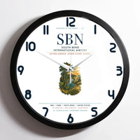 Thumbnail for South Bend International Airport (SBN) design on white framed wall clock