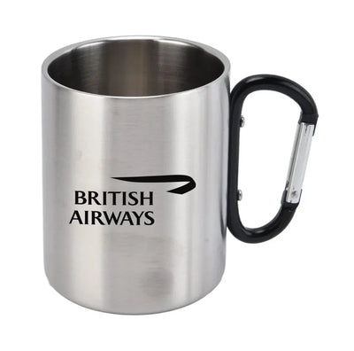 British Airways Airlines aviation design on outdoor mug, durable insulated construction.