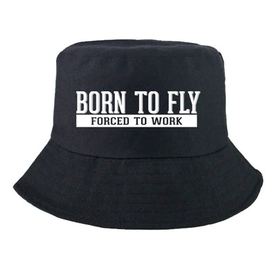 Born To Fly Forced To Work Summer aviation embroidery on breathable cotton summer hat.