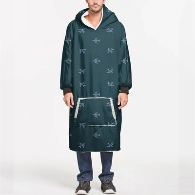 Nice Airplanes (Green) aviation design on soft fleece blanket hoodie.