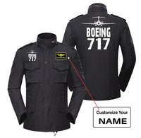 Thumbnail for Boeing 717 & Plane aviation design printed on heavy cotton coat with field details military coat.