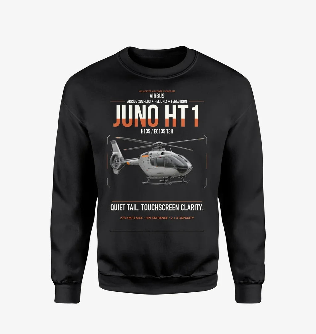 Airbus H135 Juno HT1 design on black sweatshirt