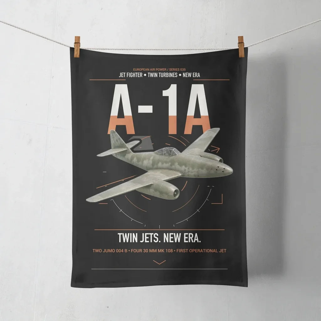 Messerschmitt Me 262A-1a design on black towel