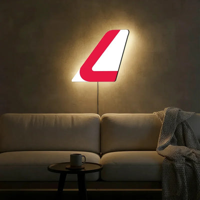 Lauda aviation design on durable metal with LED aircraft tail wall art.