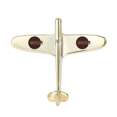 Scoot Airlines Airplane Shape aviation airplane-shape brooch, polished alloy body with engraved detail.