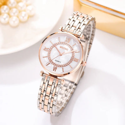 Fashion Diamond Ladies Quartz Watch Steel Female Wristwatch Luxury Crystal aviation-themed pilot watch, polished stainless st.
