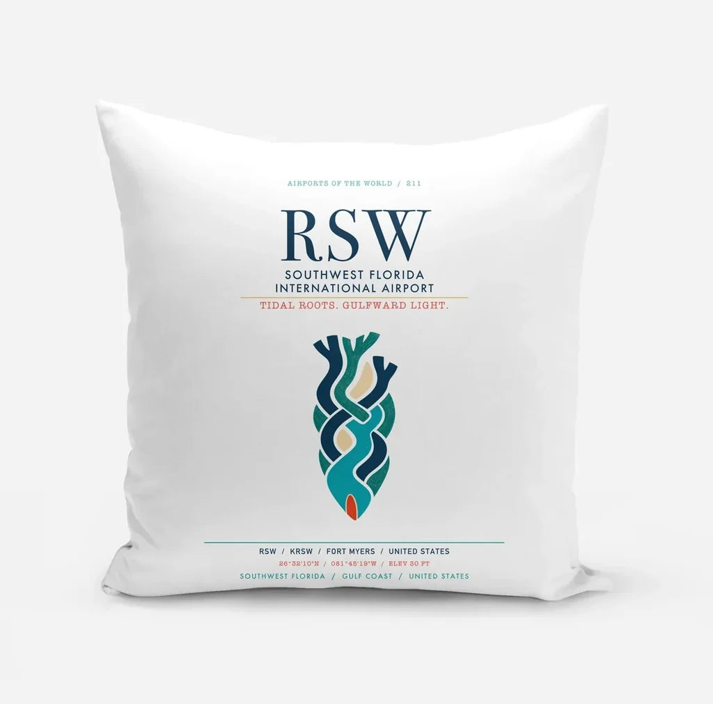 Southwest Florida International Airport (RSW) design on white pillow