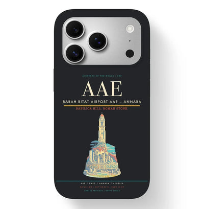 Annaba Airport (AAE) design on black iPhone 17 Pro MagSafe case