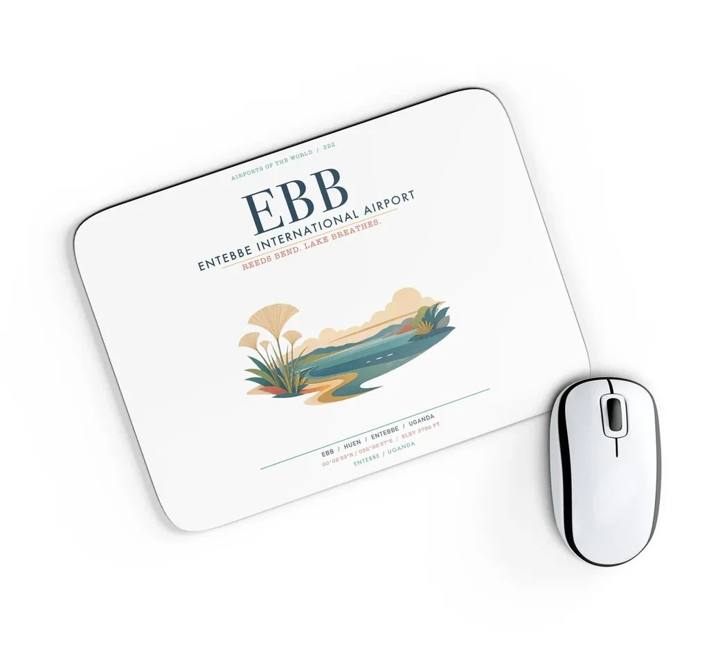 Entebbe International Airport (EBB) design on white rectangle mouse pad