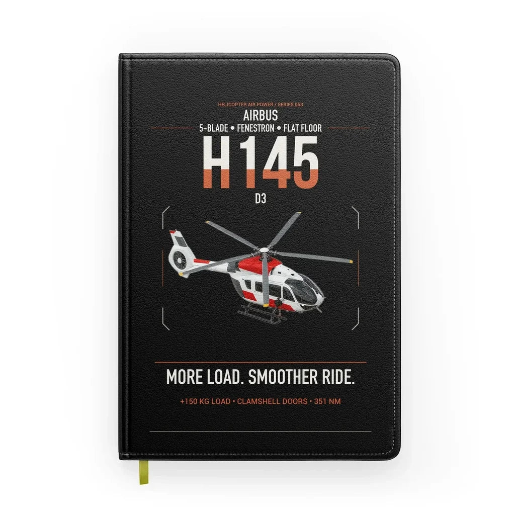 Airbus H145 D3 design on black notebook