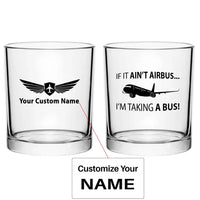 Thumbnail for If It Ain't Airbus I'm Taking A Bus aviation design on whiskey glass, special-edition crystal cut.