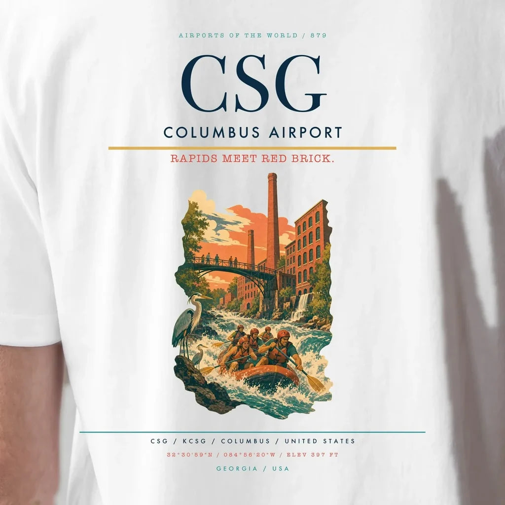 Columbus Airport (CSG) double-side t-shirt design close-up cover